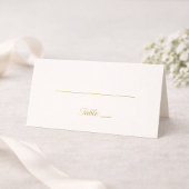 Ivory and Gold Minimal 50th Anniversary Folded Pla プレイスカード