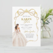 Ivory and Gold Quinceanera Invitation 招待状 (スタンド正面)