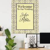 Ivory and Gray Floral Announcement Poster ポスター (ホームオフィス)