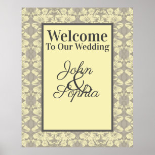 Ivory and Gray Floral Announcement Poster ポスター