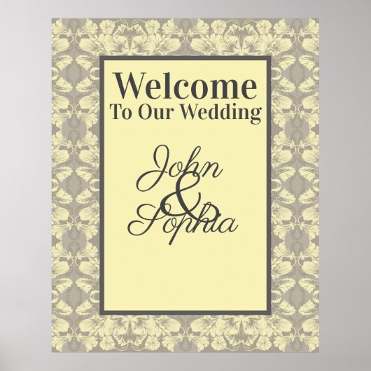 Ivory and Gray Floral Announcement Poster ポスター (正面)