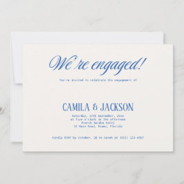 Ivory and Navy Blue Wedding Engagement Party 招待状
