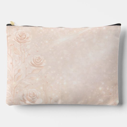 Ivory and rosegold accents florals AI art  アクセサリーポーチ (正面)