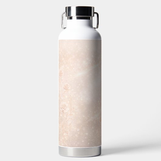 Ivory and rosegold accents florals AI art  ウォーターボトル (正面)
