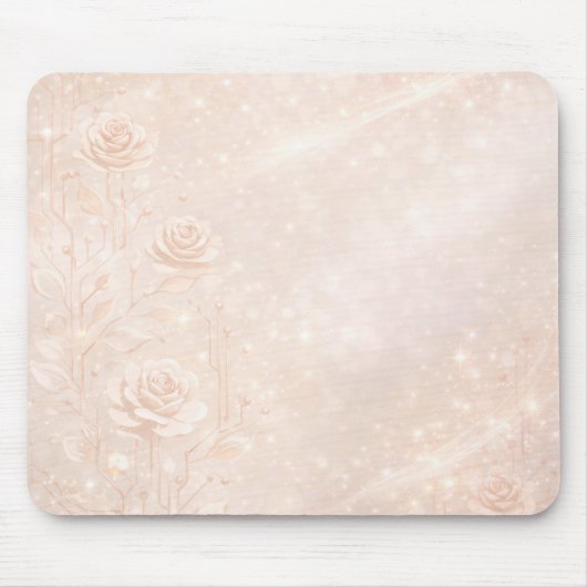 Ivory and rosegold accents florals AI art  マウスパッド (正面)