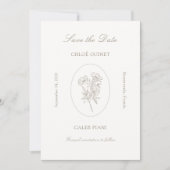 Ivory and Taupe | Botanical Stripe Flat Card (正面)