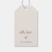 Ivory and Taupe Casual Script and Heart With Love ギフトタグ (正面)
