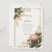 Ivory Astrantia Gold Foil Wedding 招待状 (正面)