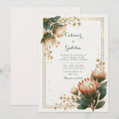 Ivory Astrantia Gold Foil Wedding 招待状 (正面/裏面)