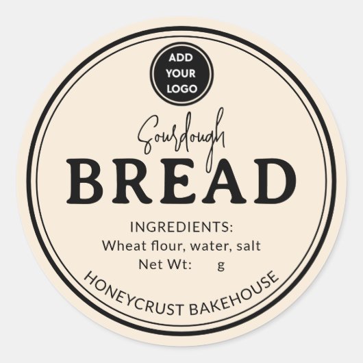Ivory Bakery Sourdough Bread Label Sticker ラウンドシール (正面)