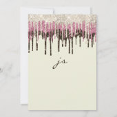 Ivory black gold pink glam glitter drips wedding  招待状 (裏面)