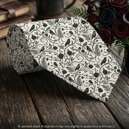 Ivory Black Gothic Raven Wedding Attire ネクタイ