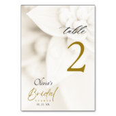 Ivory Bloom & Gold Script Bridal Shower テーブルナンバー (正面)