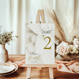 Ivory Bloom & Gold Script Bridal Shower テーブルナンバー