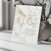 Ivory Bloom & Gold Script Bridal Shower Ring Game 台座サイン