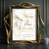 Ivory Bloom & Gold Script Bridal Shower Welcome ポスター