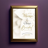 Ivory Bloom & Gold Script Bridal Shower Welcome ポスター