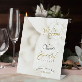 Ivory Bloom & Gold Script Bridal Shower Welcome 台座サイン