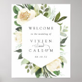 Ivory Bloom | Watercolor Floral Wedding Welcome ポスター (正面)