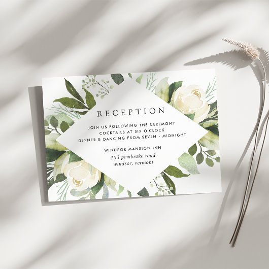 Ivory Bloom | Watercolour Floral Wedding Reception エンクロージャーカード