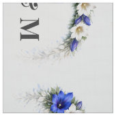 Ivory Blue Floral Wedding Monogram Bride Groom ファブリック (見本)