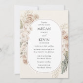 Ivory Blush Boho Floral Arch Wedding Invitation 招待状 (正面)