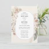 Ivory Blush Boho Floral Arch Wedding Invitation 招待状 (スタンド正面)