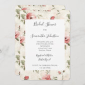 Ivory Blush Pink Roses Floral Bridal Shower 招待状 (正面/裏面)