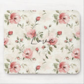 Ivory Blush Pink Roses Floral Wedding マウスパッド (正面)