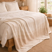 Ivory Blush Waves Fleece Blanket フリースブランケット