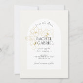 Ivory | Boho Arch Gold Floral Wedding  セーブザデート (正面)