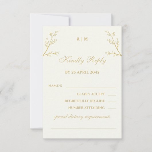 Ivory Botanical Christian Wedding RSVP Card (正面)
