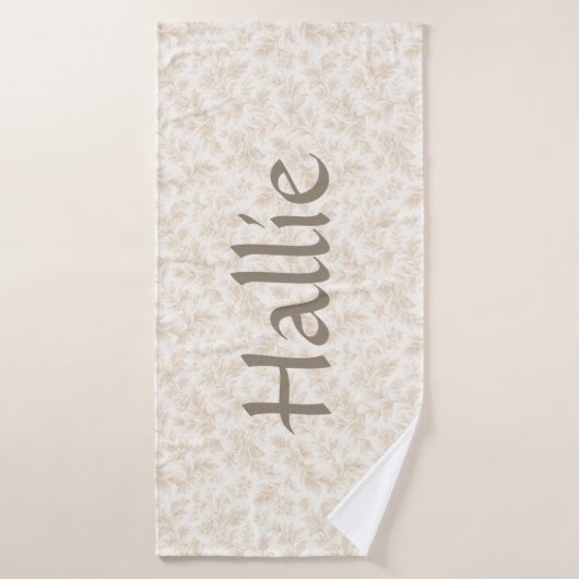 Ivory Botanical Floral Pattern Design Pet バスタオル (バスタオル)