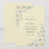 Ivory Botanical Flourish Wedding 招待状 (正面/裏面)