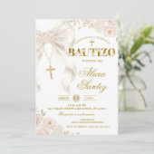 Ivory Bow Coquette Rosary bautizo Invitation 招待状 (スタンド正面)