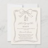 Ivory bow knot neutral Bridal Shower invitation (正面)