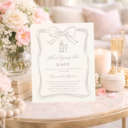 Ivory bow knot neutral Bridal Shower invitation