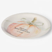 Ivory Bow Little Pumpkin Baby Shower ペーパープレート (アングル)