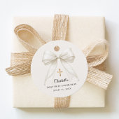 Ivory bow pearls First Holy Communion DIY フェイバータグ
