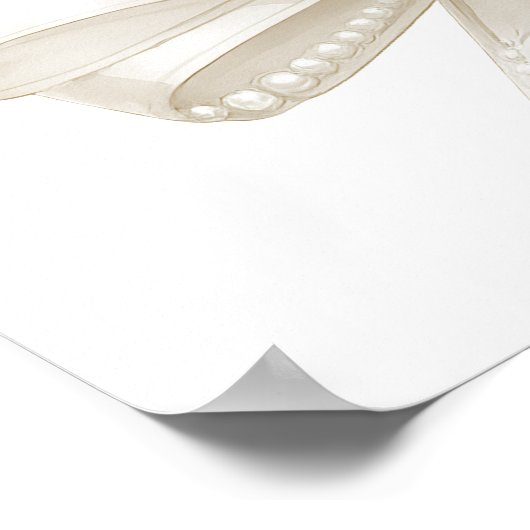 Ivory bow pearls First Holy Communion welcome ポスター (角)