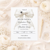 Ivory bow pearls Graduation party Save the Date