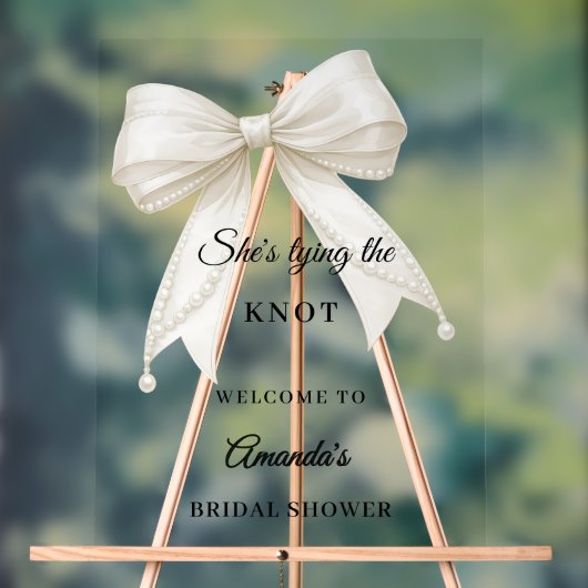 Ivory bow pearls knot Bridal Shower welcome アクリルサイン (ニュートラル)