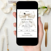 Ivory bow pearls photo arch Graduation party セーブザデート