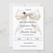 Ivory bow pearls photo arch Graduation party セーブザデート (正面)