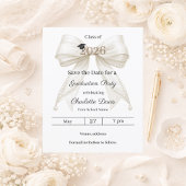 Ivory bow photo Graduation party Save the Date