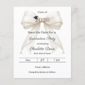 Ivory bow photo Graduation party Save the Date チラシ (正面)