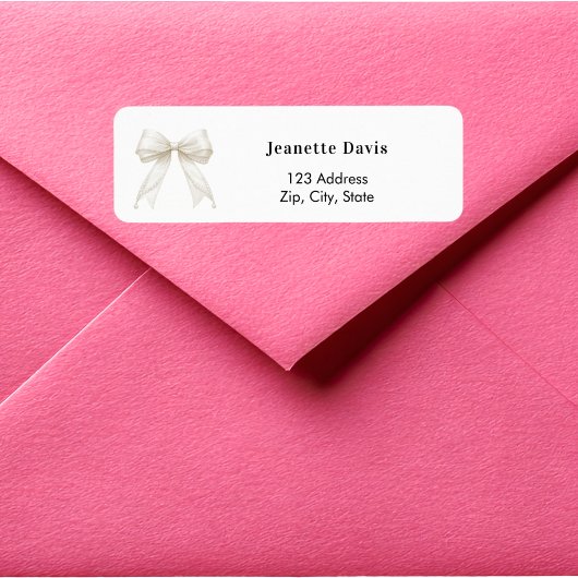 Ivory bow white return address  ラベル