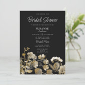 Ivory brown black wildflower winter Bridal Shower 招待状 (スタンド正面)