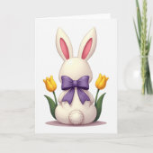 Ivory Bunny Spring Bow Card カード (正面)