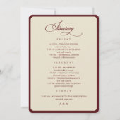 Ivory Burgundy Border Retro Wedding Itinerary Card 招待状 (裏面)